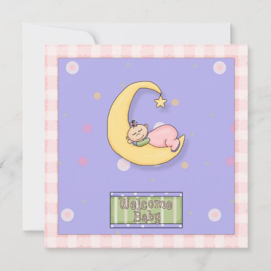 Invitation Baby shower Girl Design décoratif (Devant)