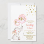Invitation baby shower Girl Elephant (Devant)