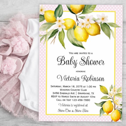 Invitation Baby shower Girl Lemon