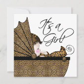Invitation Baby shower Girl Leopard (Devant)
