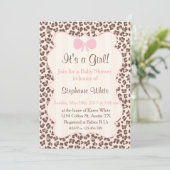 Invitation Baby Shower girl pink leopard (Debout devant)
