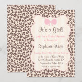 Invitation Baby Shower girl pink leopard (Devant / Derrière)