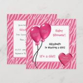 Invitation Baby shower Girl Pink Zebra pour fille à imprimer (Devant / Derrière)