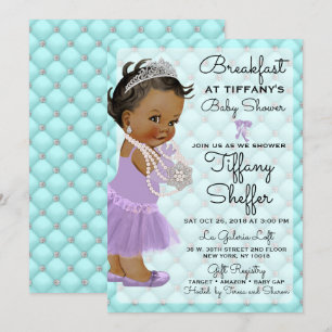 Invitation Baby shower Girl Princess Diamonds Pearls