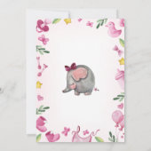 Invitation baby shower girl | Rose | Éléphant (Dos)