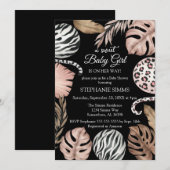 Invitation Baby shower Girl Safari (Devant / Derrière)
