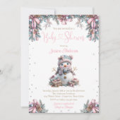 Invitation Baby shower Girl Snowman (Devant)