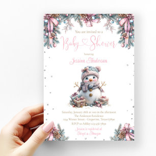 Invitation Baby shower Girl Snowman