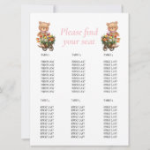 Invitation Baby shower Girl Teddy Floral Rustic chart (Devant)