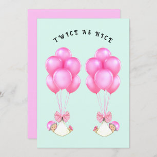 Invitation Baby shower Girl Twins