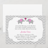 Invitation Baby shower Girl Twins (Devant / Derrière)