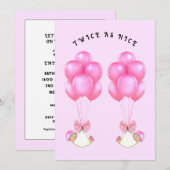 Invitation Baby shower Girl Twins (Devant / Derrière)
