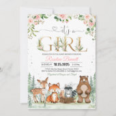 Invitation Baby shower Girl Woodland (Devant)