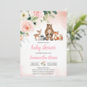 Invitation Baby shower Girl Woodland (Debout devant)