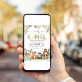 Invitation Baby shower Girl Woodland