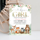 Invitation Baby shower Girl Woodland