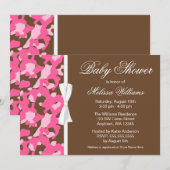 Invitation Baby shower Girly de ruban de Camo de brun de rose (Devant / Derrière)