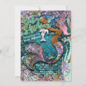 Invitation Baby shower Glam Dark Mermaid Gold Parties scintil (Devant)