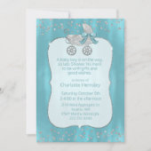 Invitation Baby shower Glam Silver Pram (Devant)
