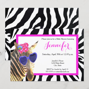 Invitation baby shower glamour de mode animal de la jungle zé