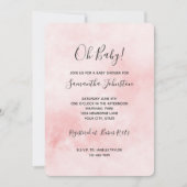 Invitation Baby Shower Glitter Rose Pâle Léopard (Devant)