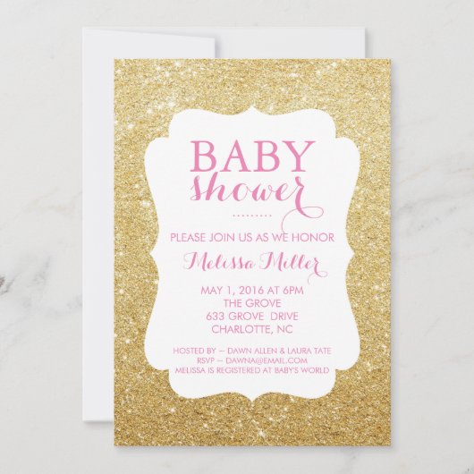 Invitation baby shower - Glittered (Devant)