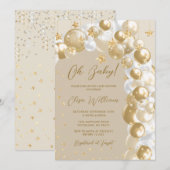 Invitation Baby shower Gold Balloon Arch (Devant / Derrière)