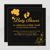 Invitation Baby shower Gold Black Cute (Devant / Derrière)