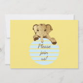Invitation Baby shower Gold Blue Baby Elephant Blue (Dos)