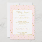 Invitation Baby shower Gold Blush Pink Little Hearts (Devant)