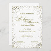 Invitation Baby shower | Gold Confetti (Devant / Derrière)