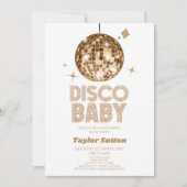 Invitation Baby shower Gold Disco Ball "Disco Baby" (Devant)