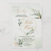 Invitation Baby shower Gold et Green Design - C'est un Boy In (Devant / Derrière)