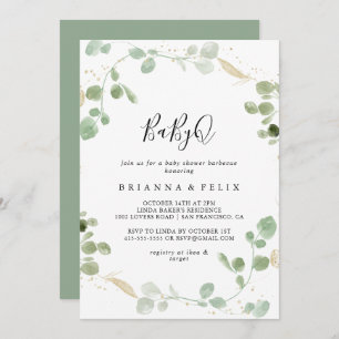 Invitation Baby shower Gold Eucalyptus BabyQ
