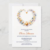 Invitation Baby shower Gold Floral Heart (Devant)