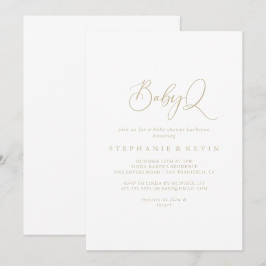 Invitation Baby shower Gold Idyllic BabyQ (Devant / Derrière)
