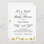 Invitation Baby shower Gold Jungle Animals (Devant / Derrière)