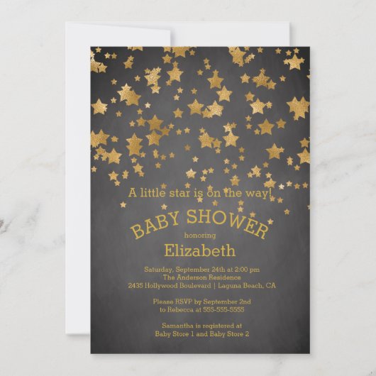 Invitation Baby shower Gold Little Star (Devant)