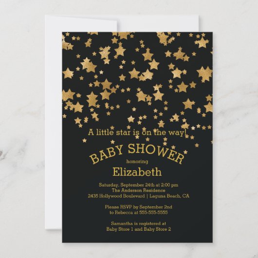 Invitation Baby shower Gold Little Star (Devant)