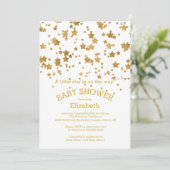 Invitation Baby shower Gold Little Star (Debout devant)