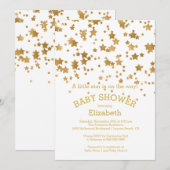 Invitation Baby shower Gold Little Star (Devant / Derrière)