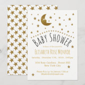 Invitation Baby shower Gold Moon et Stars (Devant / Derrière)