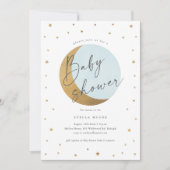 Invitation Baby shower Gold Moon et Stars Script Boys (Devant)