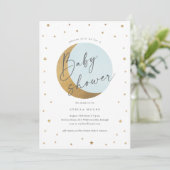 Invitation Baby shower Gold Moon et Stars Script Boys (Debout devant)