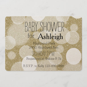 Invitation Baby shower Gold Parties scintillant Bokeh