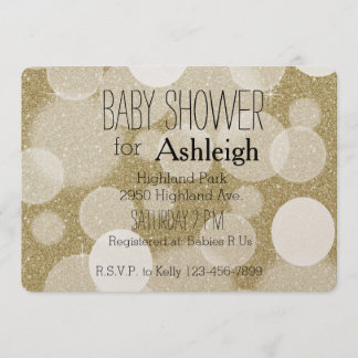 Invitation Baby shower Gold Parties scintillant Bokeh