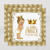 Invitation Baby shower Gold Prince (Devant / Derrière)