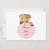 Invitation Baby shower Gold Rose Blanc bébé Eléphant (Dos)