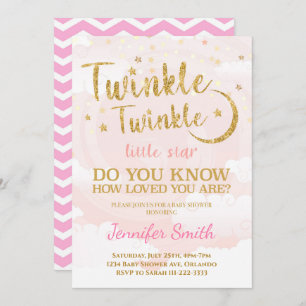 Invitation Baby shower Gold Rose Little Star