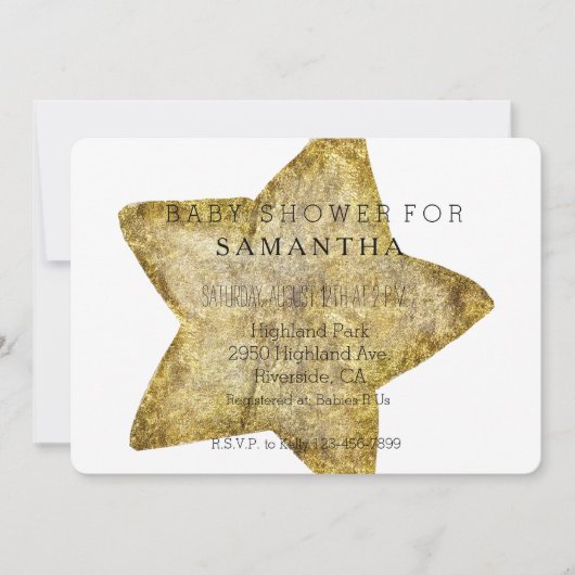 Invitation Baby shower Gold Star (Devant)